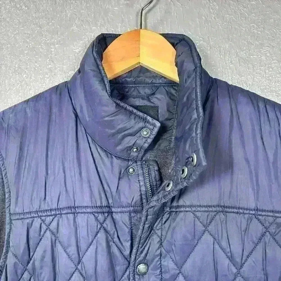 BANANA REPUBLIC Quilted Vest Blue Button Zip Outdoorsy Pockets Women Medium - Picture 5 of 9
